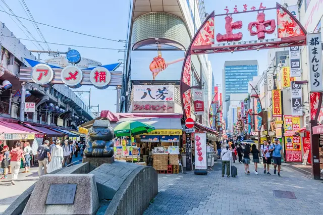 Ameyoko market street and its entrance signs