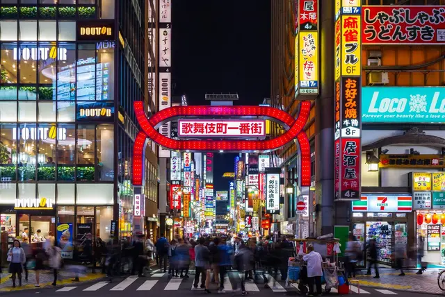 Kabukicho entrance illuminated at night